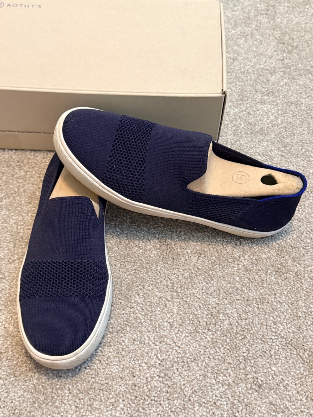 Rothy's The Original Slip On Sneaker Maritime Lattice Stitch Navy Size 11